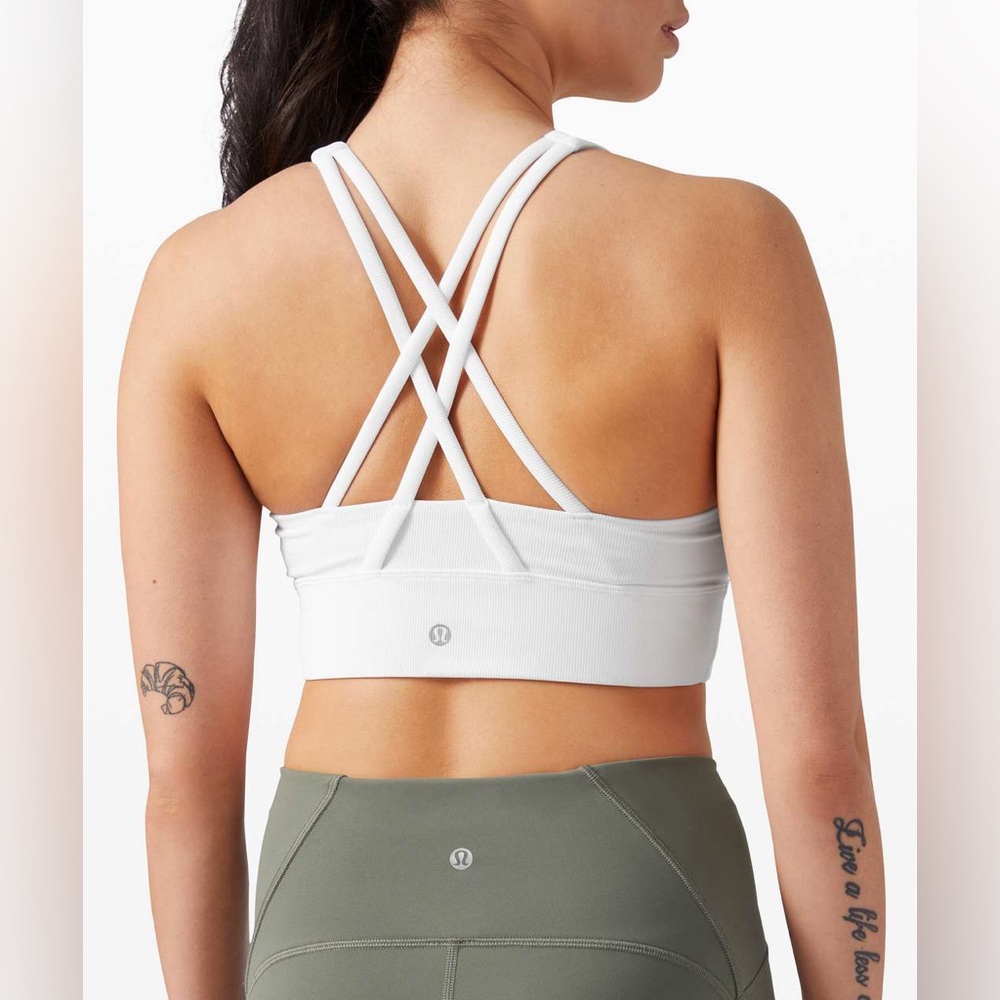 Lululemon Energy Bra High Neck Long Line size 4 square dot bone color - Picture 2 of 9